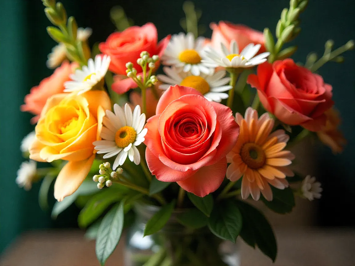 Vibrant spring bouquet with mixed flowers