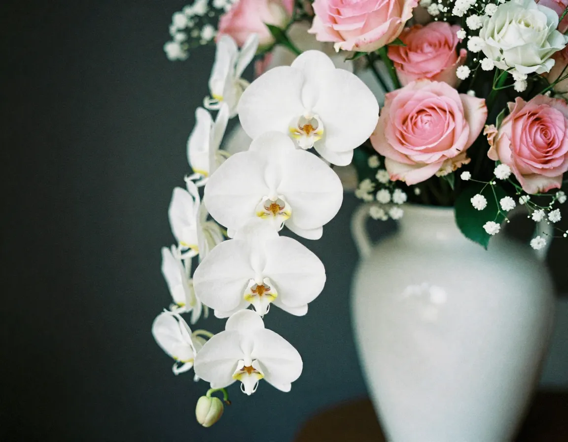 Elegant white and pink flower arrangement